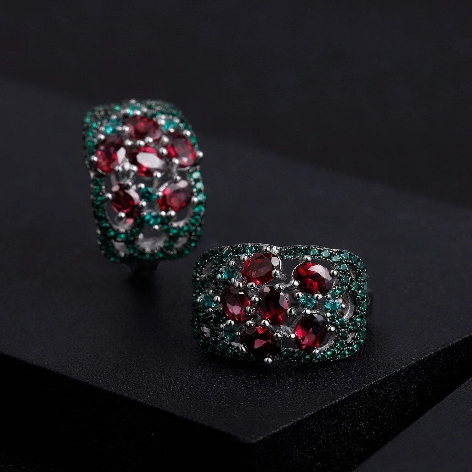 Vintage 3.0 Ct Natural Rhodolite Garnet Gemstone Earrings