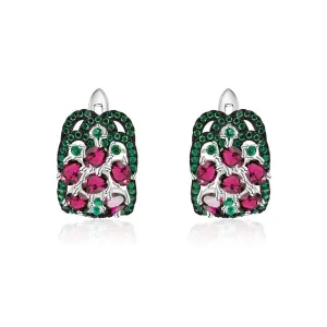 Vintage 3.0 Ct Natural Rhodolite Garnet Gemstone Earrings