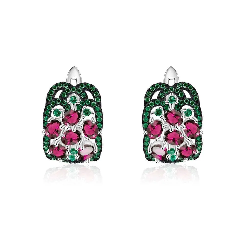 Vintage 3.0 Ct Natural Rhodolite Garnet Gemstone Earrings