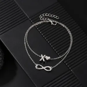 Vintage Silver Gold Anklet Female Letter Heart A-Z Bohemian cheville Boho Charm Jewelry Infinity Ankles Bracelets