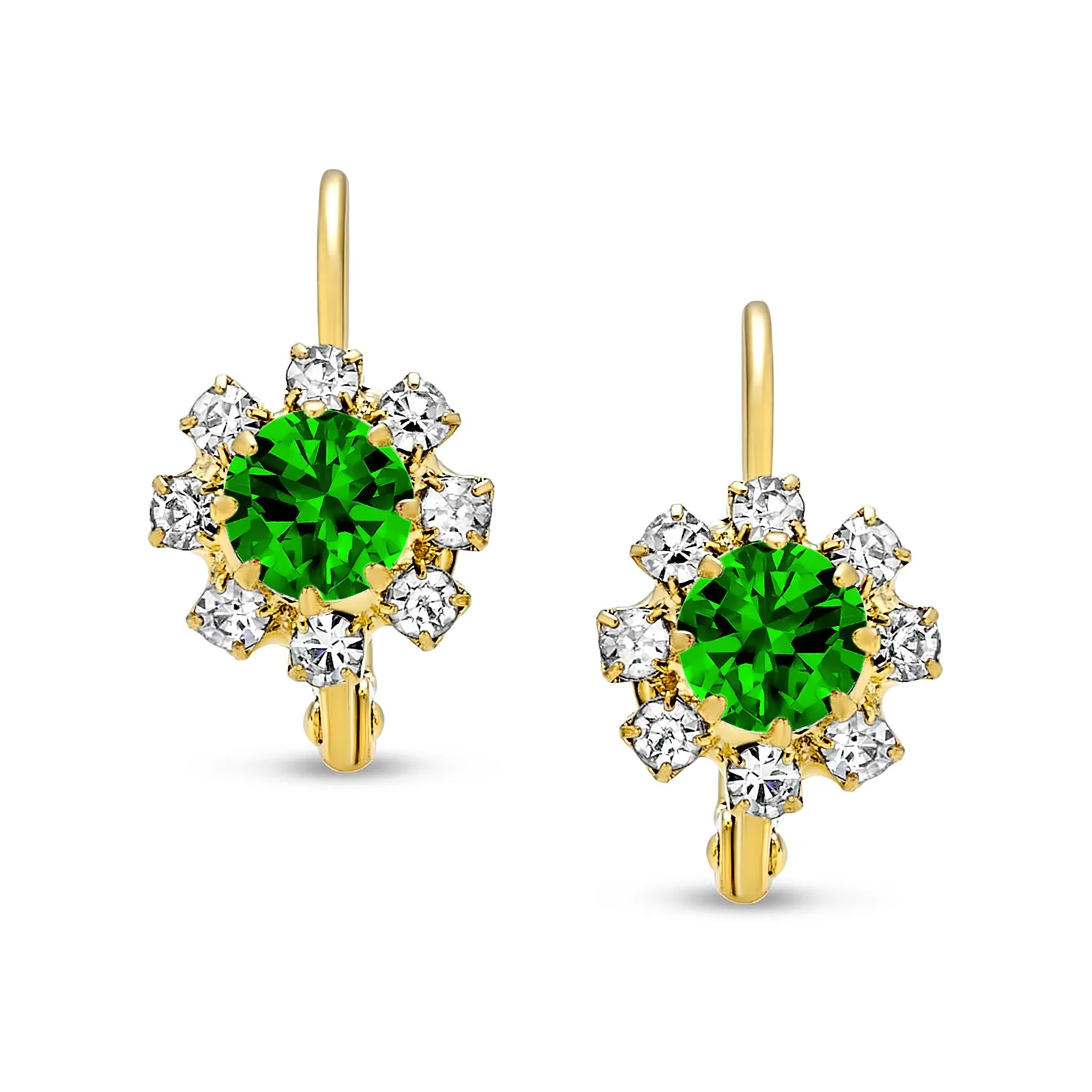 White CZ Flower Gold Plated Drop Earrings More Colors