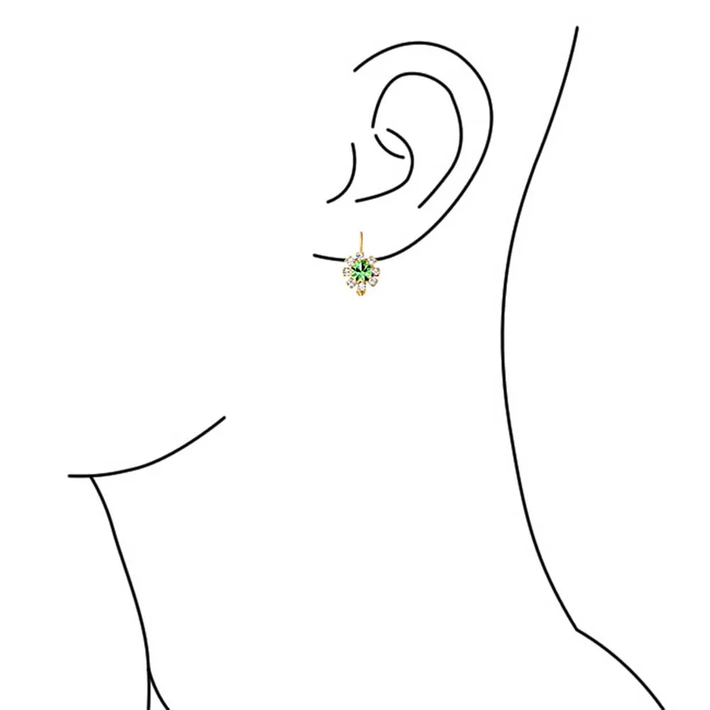 White CZ Flower Gold Plated Drop Earrings More Colors