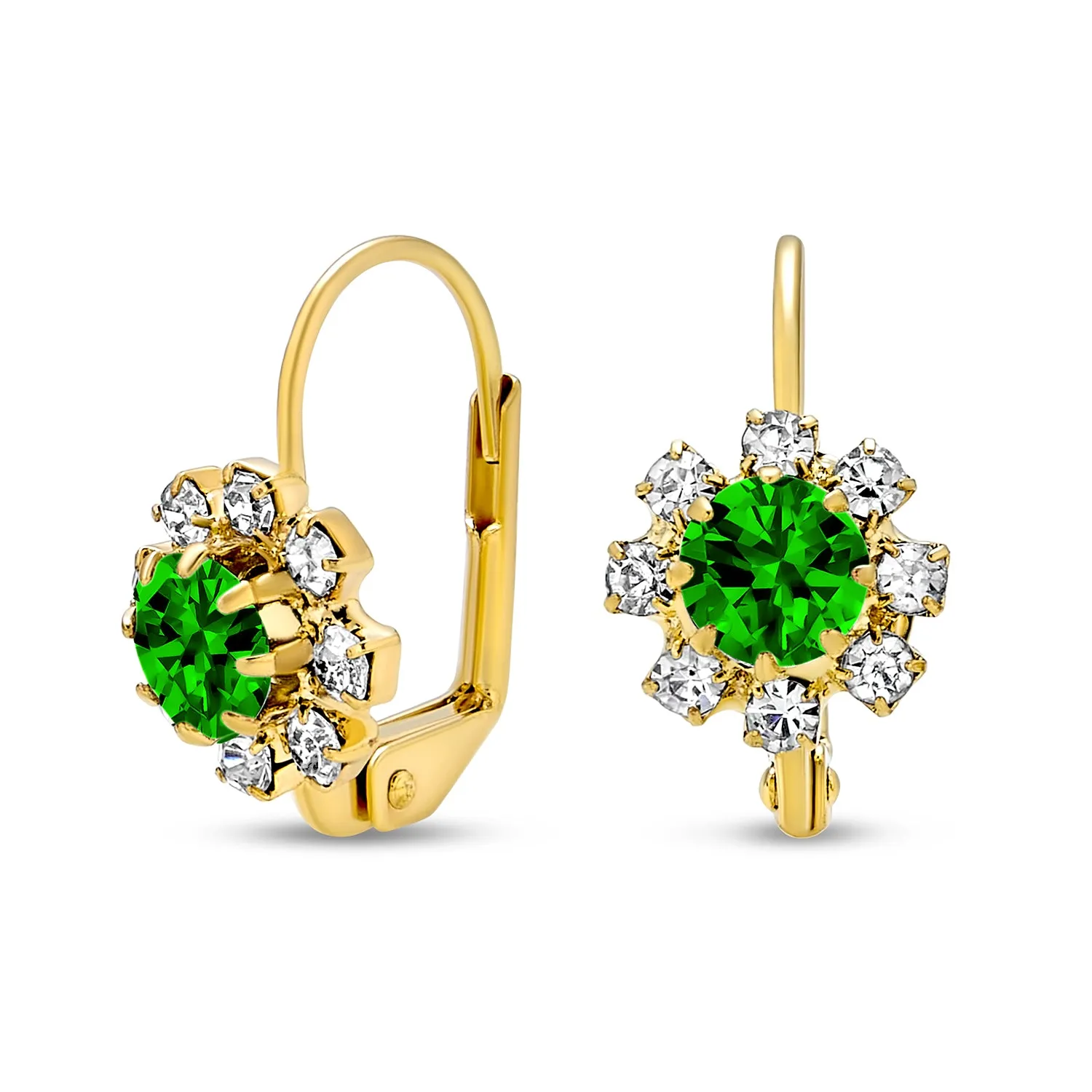 White CZ Flower Gold Plated Drop Earrings More Colors