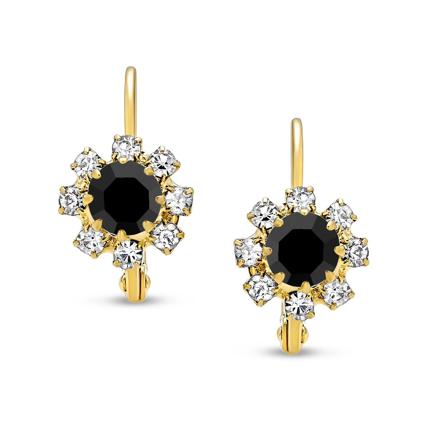 White CZ Flower Gold Plated Drop Earrings More Colors