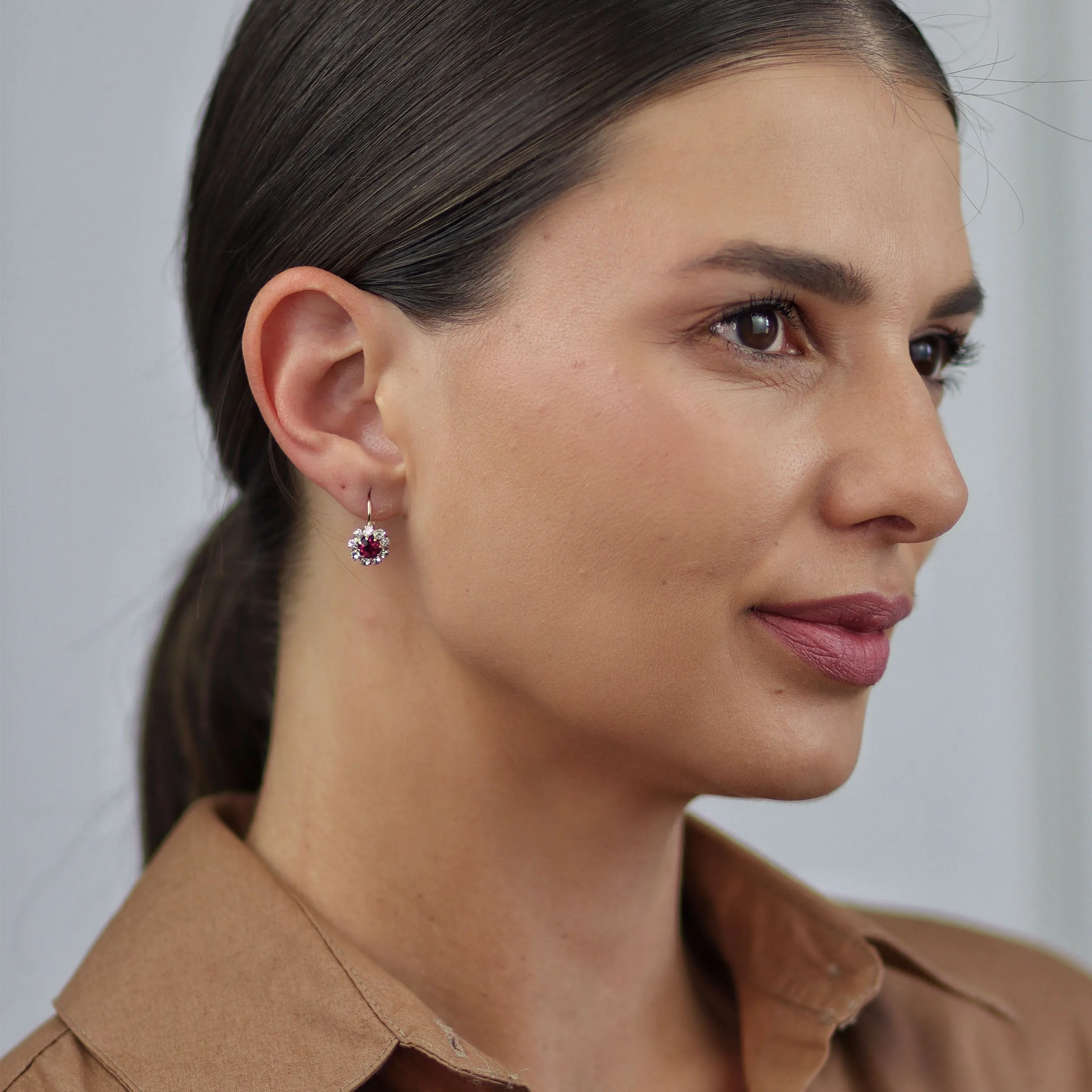 White CZ Flower Gold Plated Drop Earrings More Colors