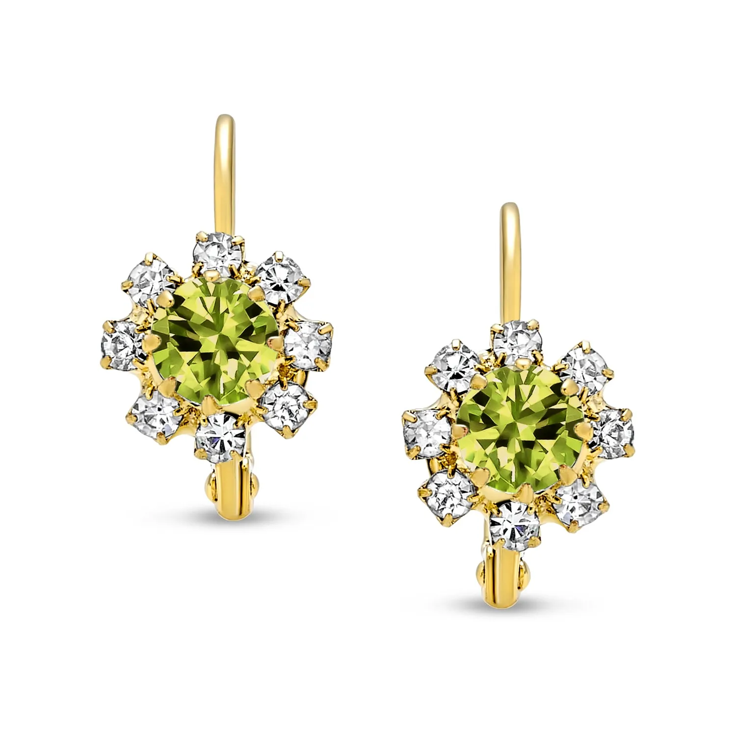 White CZ Flower Gold Plated Drop Earrings More Colors