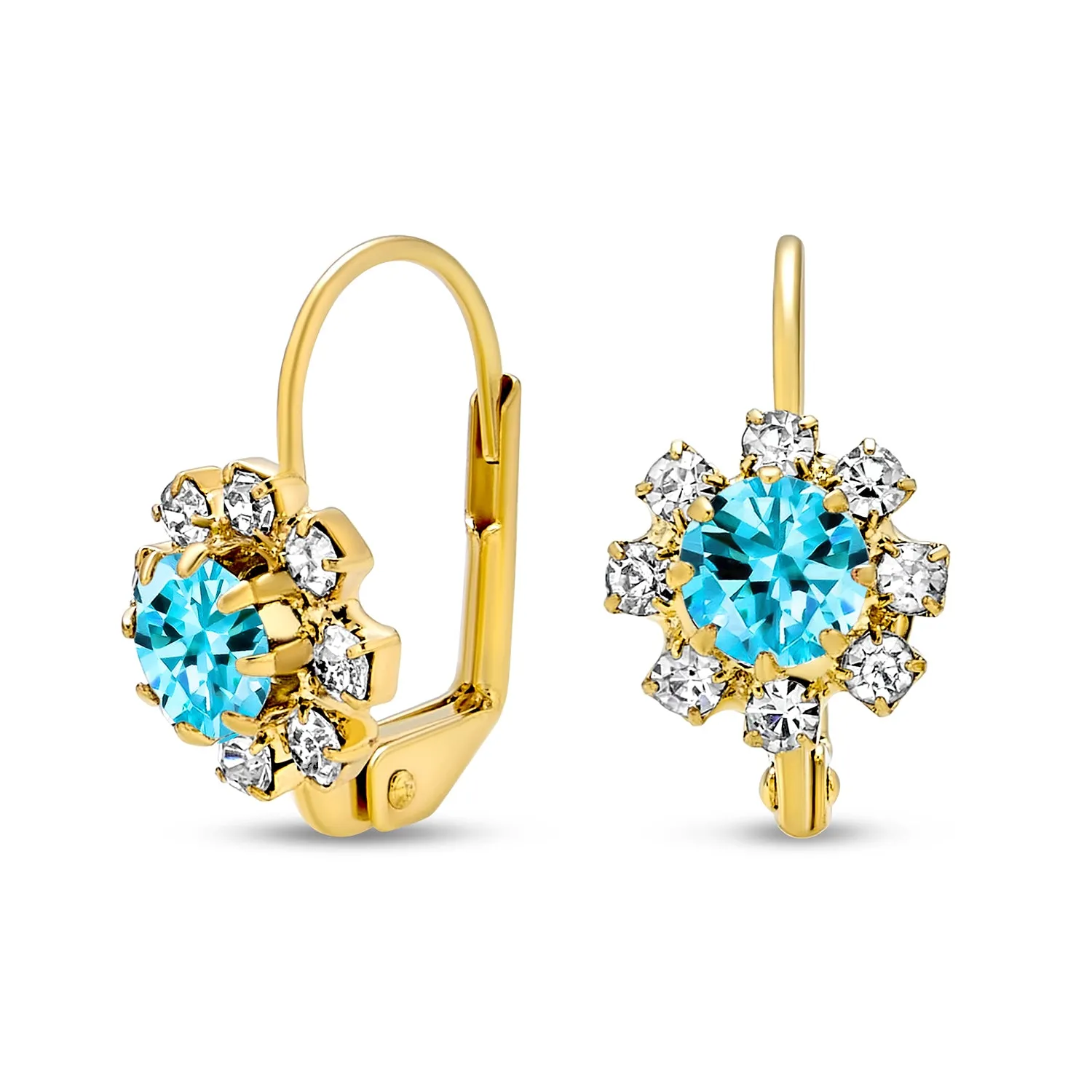 White CZ Flower Gold Plated Drop Earrings More Colors
