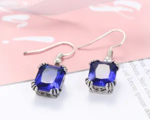 White Gold with Natural Gemstones Drop Earrings