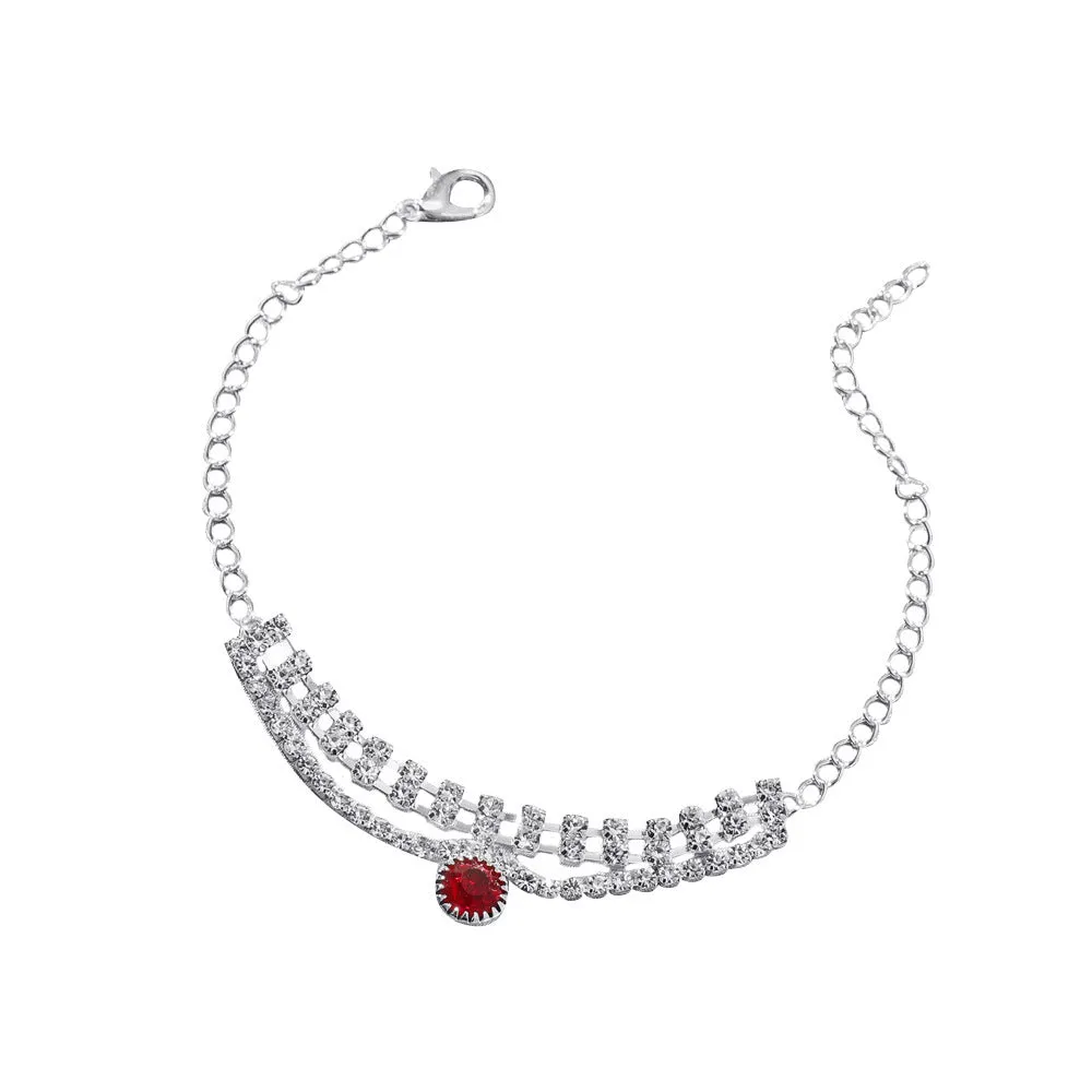 Wholesale bohemian pearl heart-encrusted diamond chain anklet  JDC-AS-D022