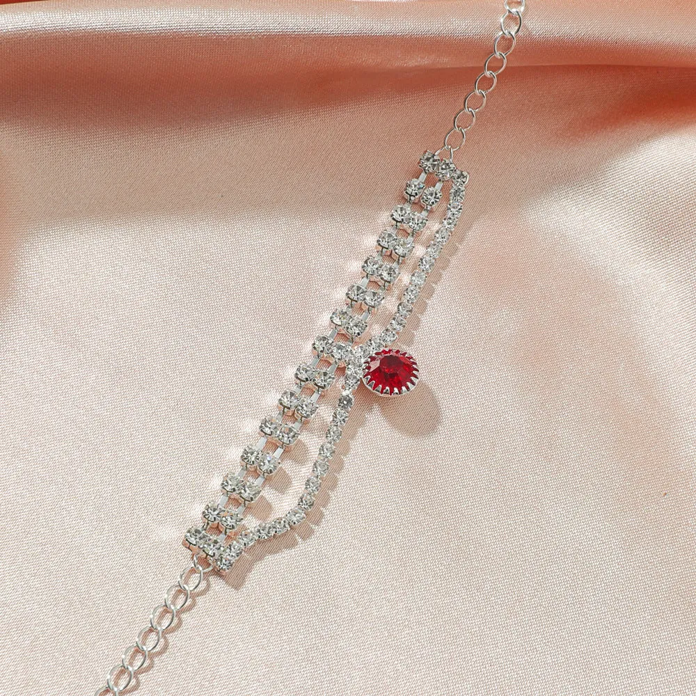 Wholesale bohemian pearl heart-encrusted diamond chain anklet  JDC-AS-D022