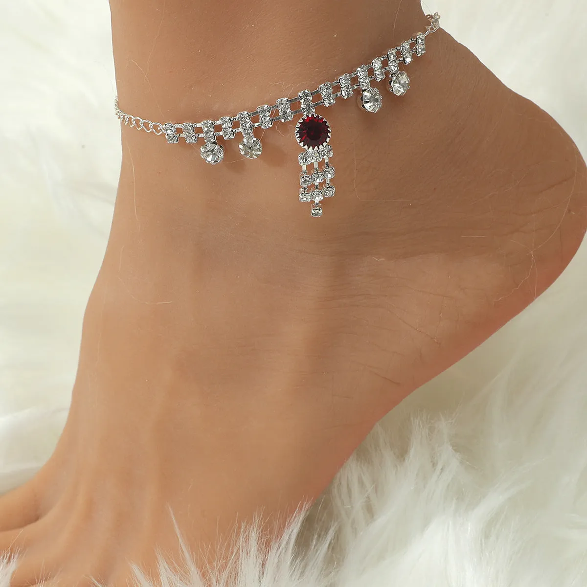 Wholesale bohemian pearl heart-encrusted diamond chain anklet  JDC-AS-D022