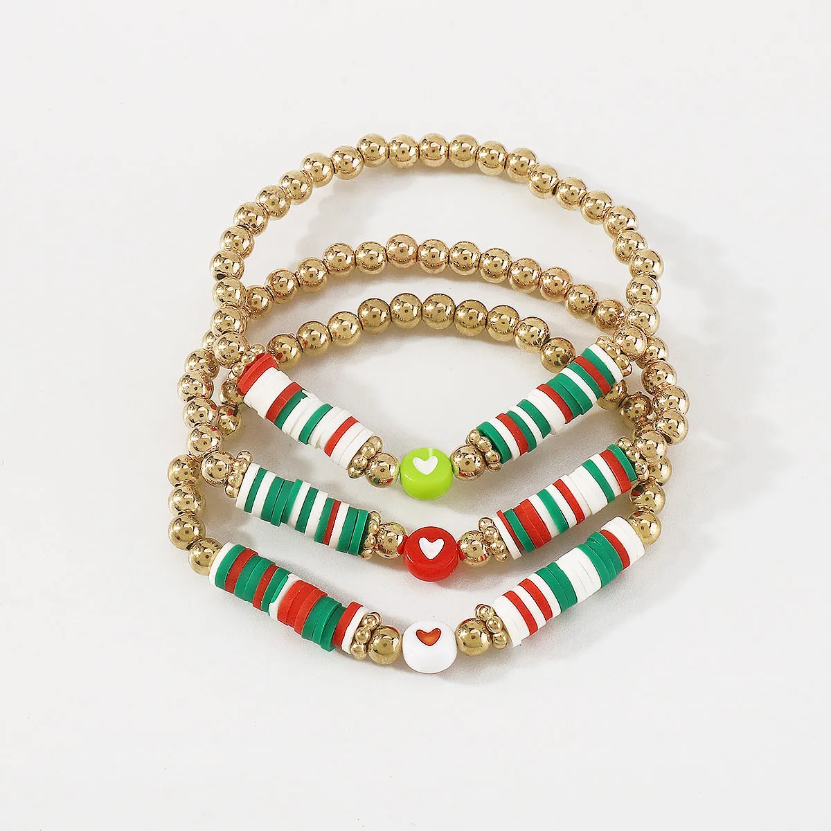 Wholesale Colorful Beads Stretch Soft Pottery Resin Heart Bracelet