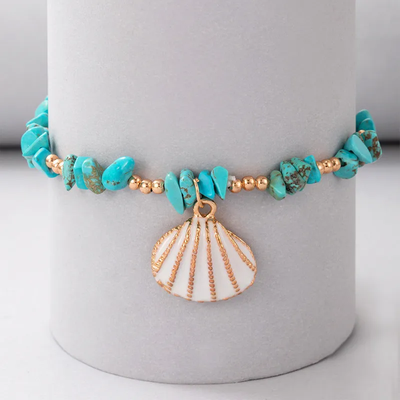 Wholesale Irregular Shell Double Layer Feet Chains