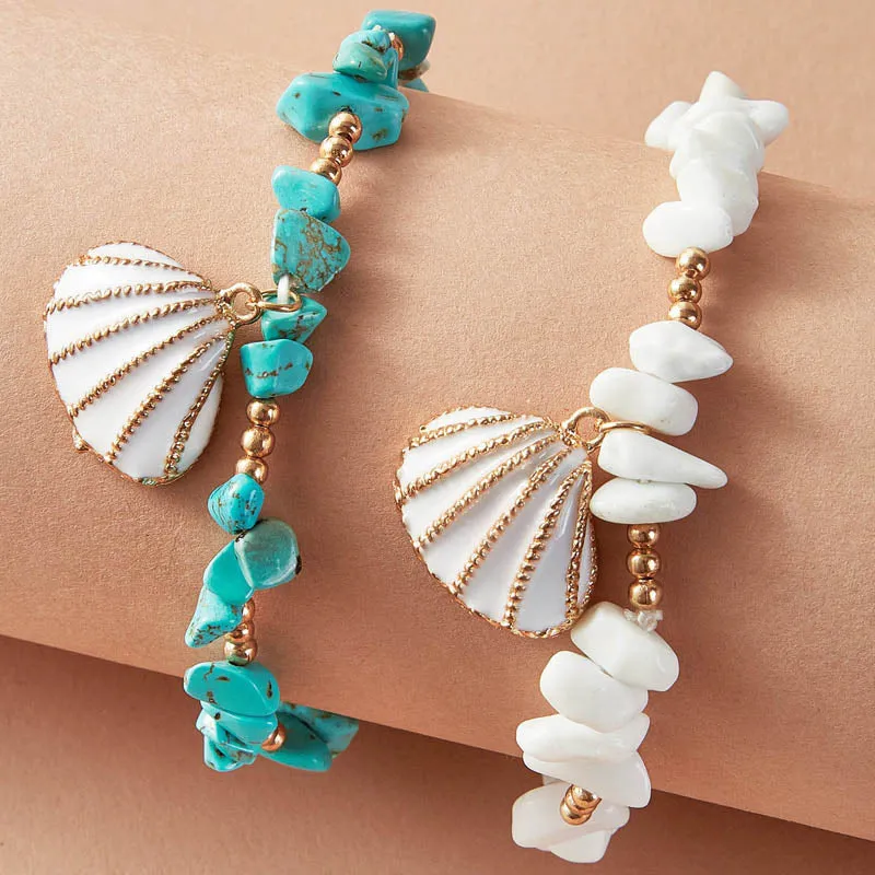 Wholesale Irregular Shell Double Layer Feet Chains
