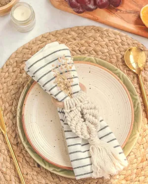 Wooden Cotton Serviette Rings | Set of 4 | 18 x 7 inches