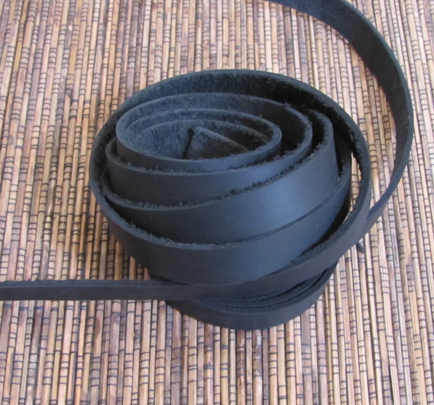 Wrap Bracelet Leather Strapping .5 inch black. 2 48 inch strips 96 inches Soft supple