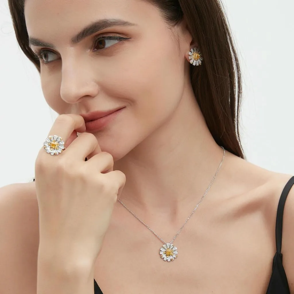 Yellow Diamond Daisy Earrings
